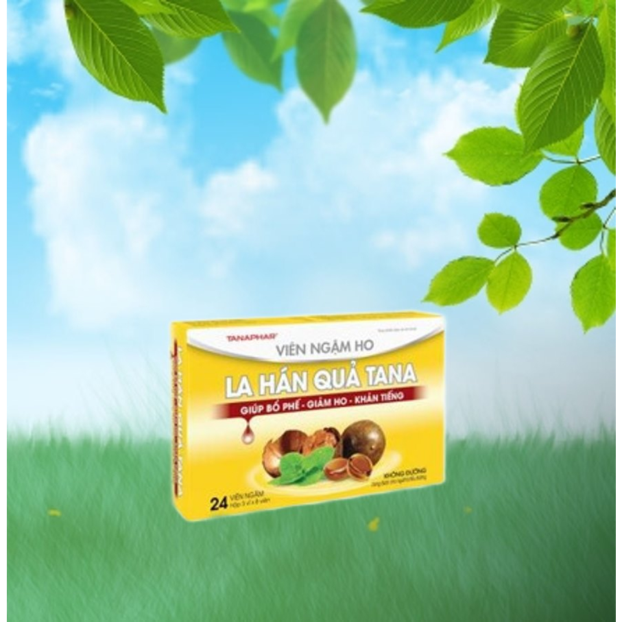 VIÊN NGẬM HO LA HÁN QUẢ KHÔNG ĐƯỜNG 24 HỘP 3 vỉ x 8 viên TANAPHAR