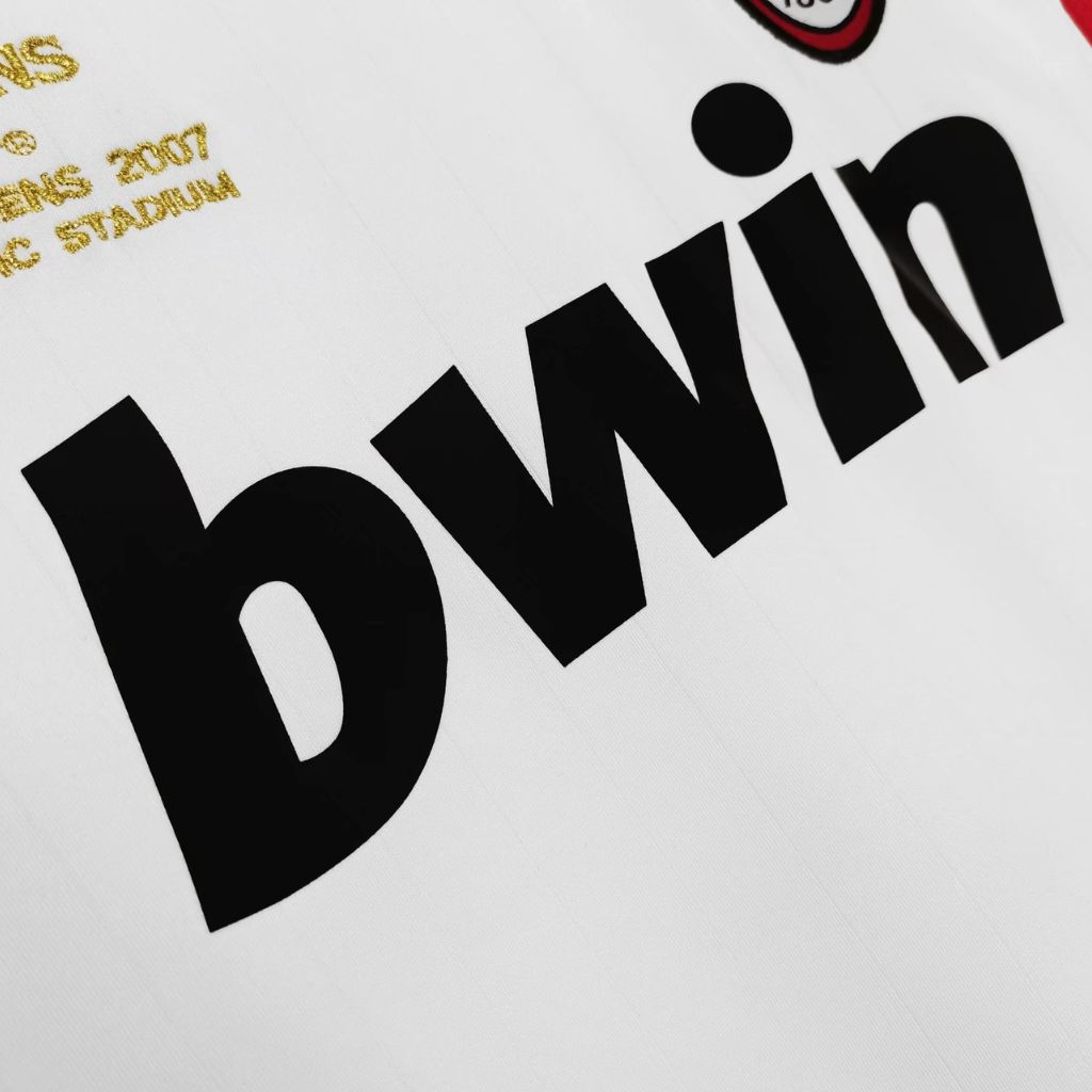 Áo bóng đá retro acmilan 2006 trắng vải Cotton Polyester thời trang blockcore