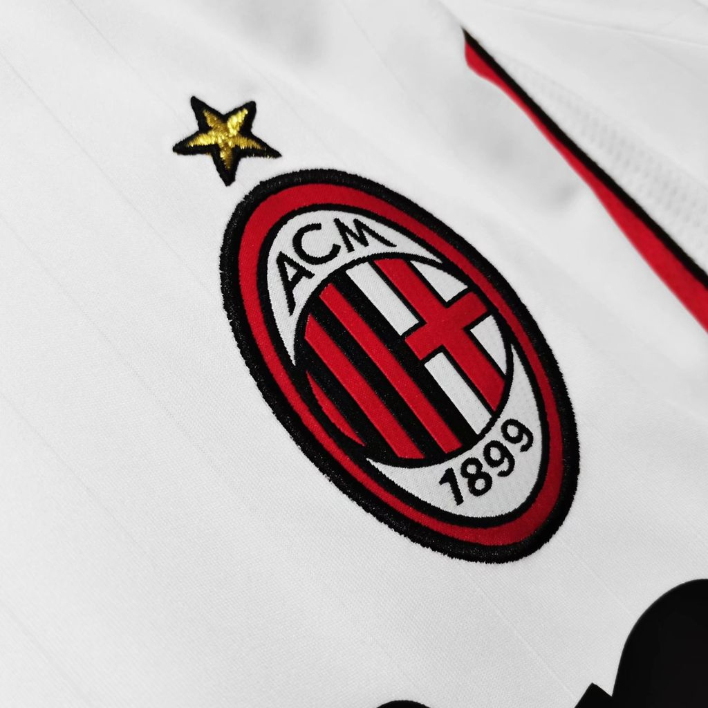 Áo bóng đá retro acmilan 2006 trắng vải Cotton Polyester thời trang blockcore