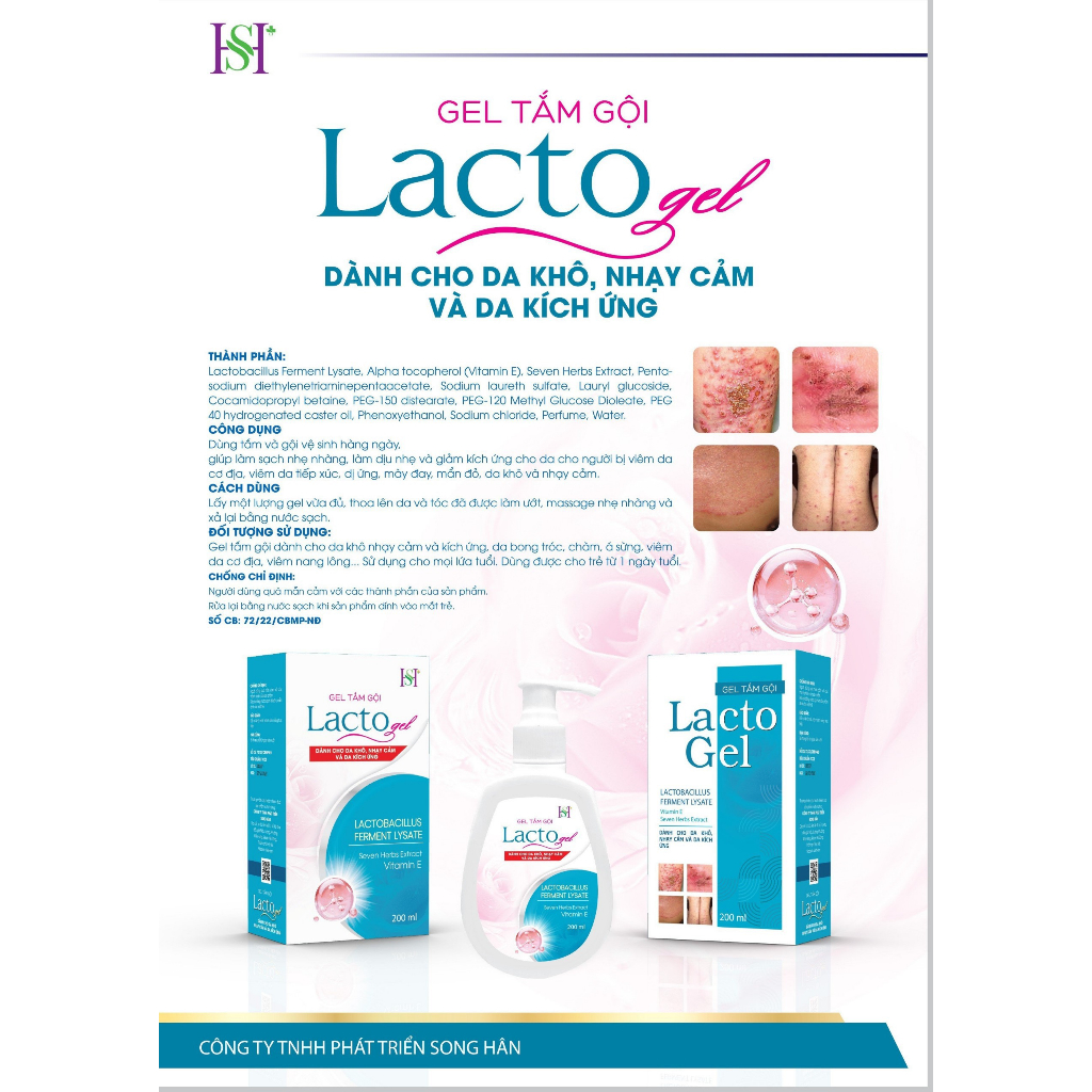 Gel Tắm Gội HS+ dành cho da khô, da nhạy cảm, da kích ứng