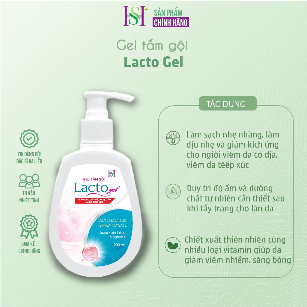 Gel Tắm Gội HS+ dành cho da khô, da nhạy cảm, da kích ứng