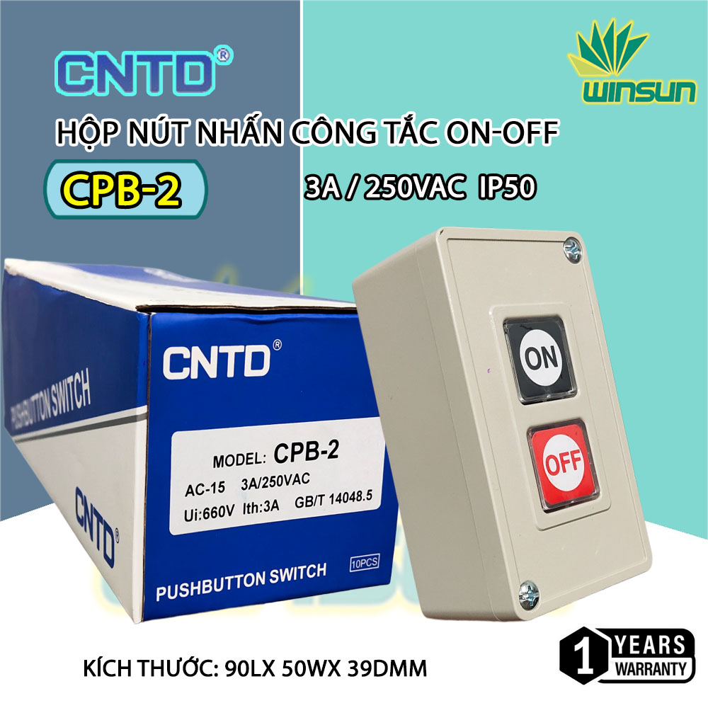 Hộp nút nhấn công tắc, nút nhấn nhả on-off CPB-2 CNTD (winsun)