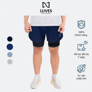 Quần short chạy bộ thể thao luves 2 lớp có lớp lót cao cấp, quần short ngắn nam thể thao co giãn, thoáng khí lvwphm0004