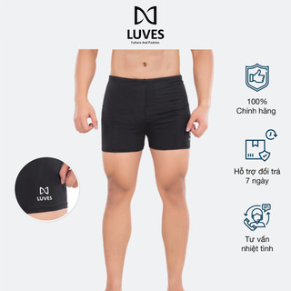 Quần Bơi Nam, Quần Bơi Ngắn Boxer Nam LUVES Square Leg Màu Đen Chất Vải Poly Co Giãn 4 Chiều, Thoát Nước Nhanh LVPHM0001
