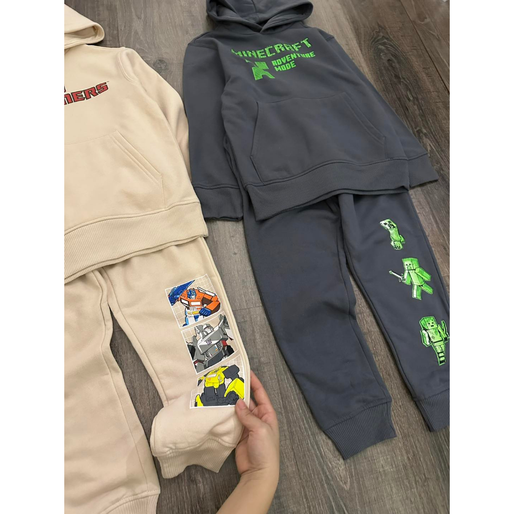 Bộ hoodie hình in sau cho bé