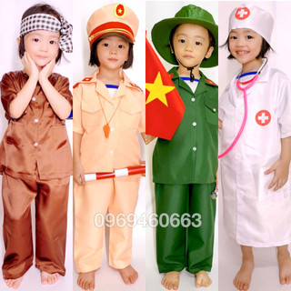 ✅ trang phục nghề nghiệp cho bé mầm non. quần áo bác sĩ, côngan, cảnh sát, nông dân, công nhân