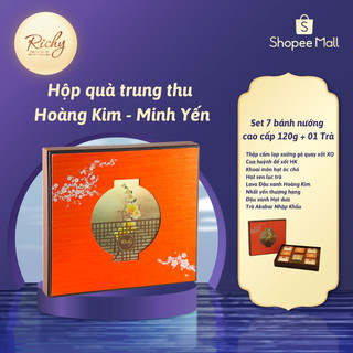 Bánh trung thu bộ quà Hoàng Kim- Minh Yến Richy 7 bánh cao cấp tặng 1 trà