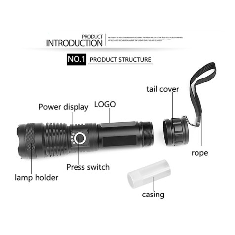 Đèn Pin XHP Siêu Sáng Cầm Tay Pin Trâu Chiếu Xa