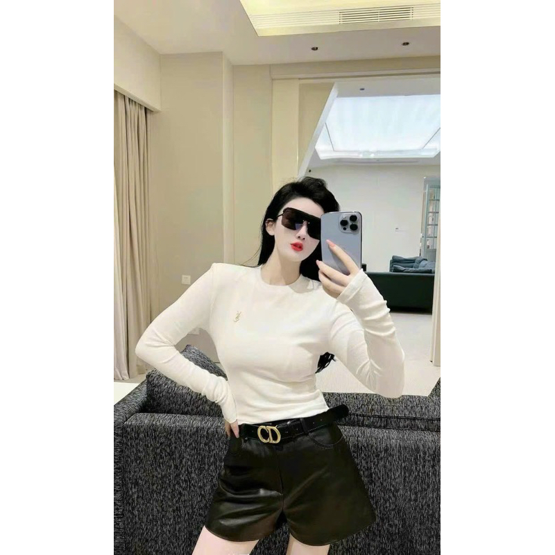 ÁO THUN TĂM HÀN YS TAY DÀI DÁNG ÔM CO GIÃN CỔ TRÒN MS11529