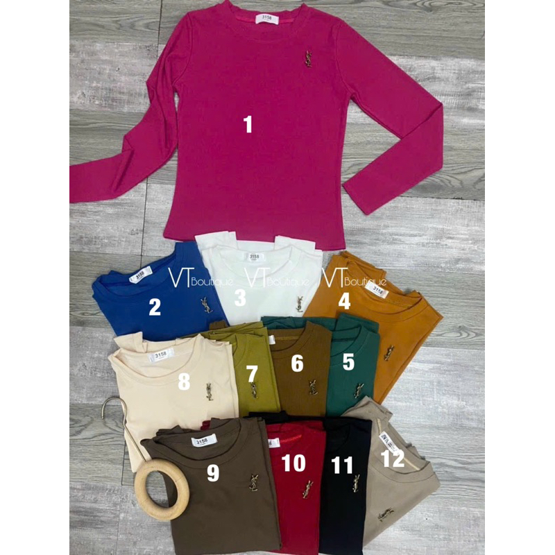 ÁO THUN TĂM HÀN YS TAY DÀI DÁNG ÔM CO GIÃN CỔ TRÒN MS11529