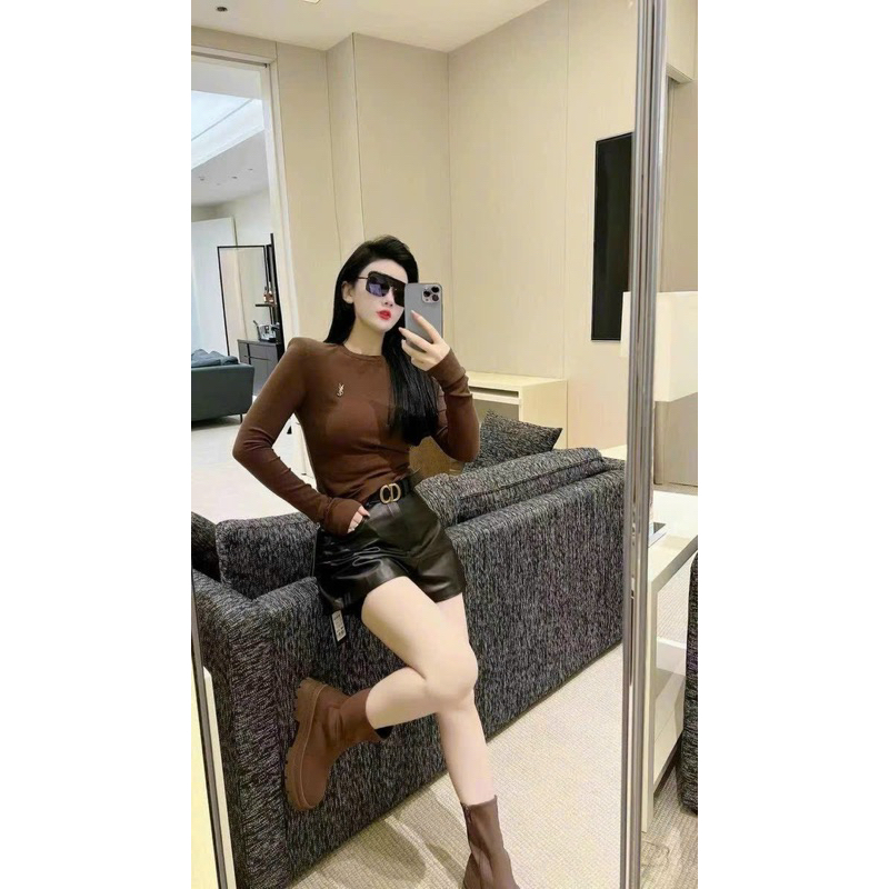 ÁO THUN TĂM HÀN YS TAY DÀI DÁNG ÔM CO GIÃN CỔ TRÒN MS11529