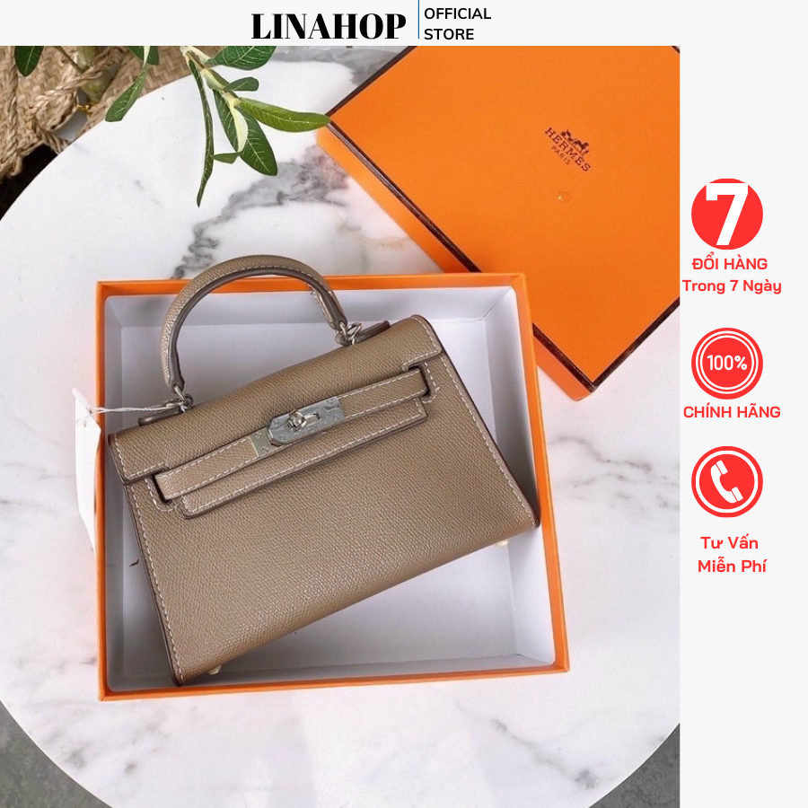 Túi xách chữ H mini cầm tay size 19 bản 1 dây tag bạc dáng sang chảnh hàng đẹp quảng châu loại 1 Túi xách Linahop
