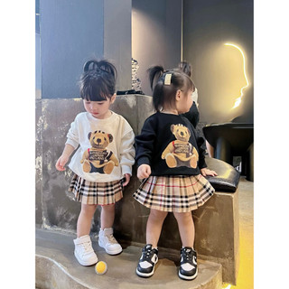  Set áo sweater Gấu BBR kèm chân váy cho bé gái  bộ áo nỉ cổ tròn trẻ em  Kid_genz 