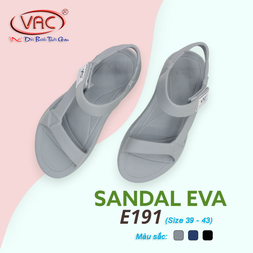 Dép sandal nam màu xám, xanh navy, đen đi mưa nhựa EVA nguyên khối, dáng ôm chân hàng Việt Nam E191