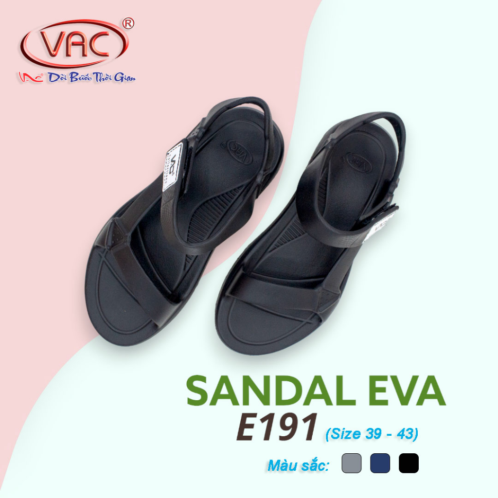 Dép sandal nam màu xám, xanh navy, đen đi mưa nhựa EVA nguyên khối, dáng ôm chân hàng Việt Nam E191