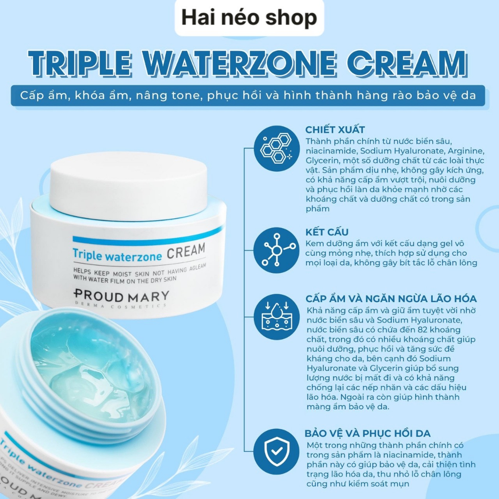 Gel cấp nước phục hồi, giải nhiệt, đập tan cơn khát mùa hè chứa Niacinamide, Vitamin B5, HA Proud Mary
