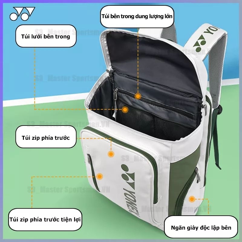 Balo cầu lông Yonex 1408 Trắng/Xanh/Green siêu đẹp