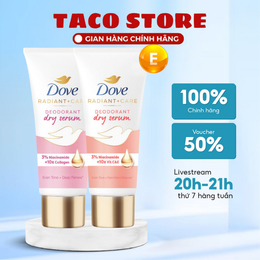 Kem Khử Mùi Dove Tinh Chất Serum Bright - Care Deodorant Serum 3% Niacinamide Collagen Vitamin C E