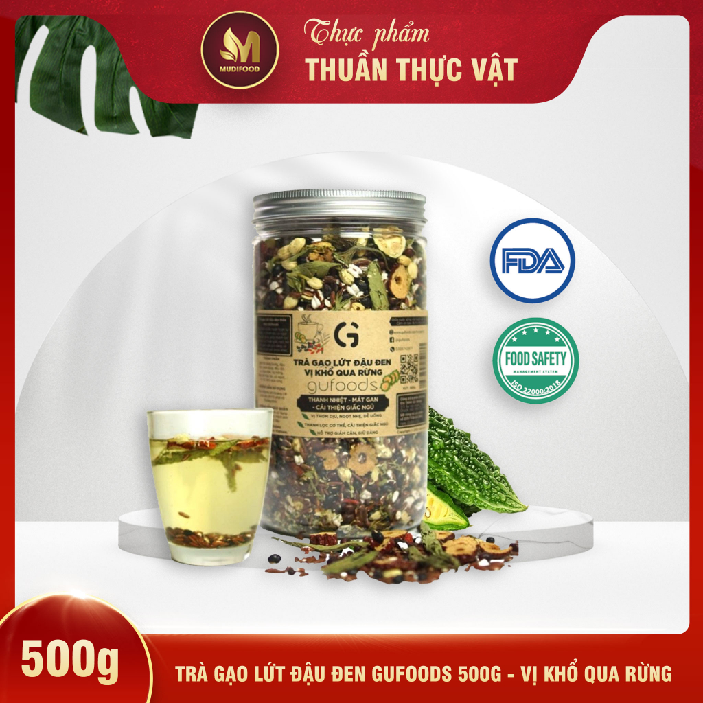 - Trà Gạo Lứt Đậu Đen GUfoods Hũ 500g - Hỗ trợ giấc ngủ, cải thiện tinh thần, tốt cho sức khoẻ (Trà)