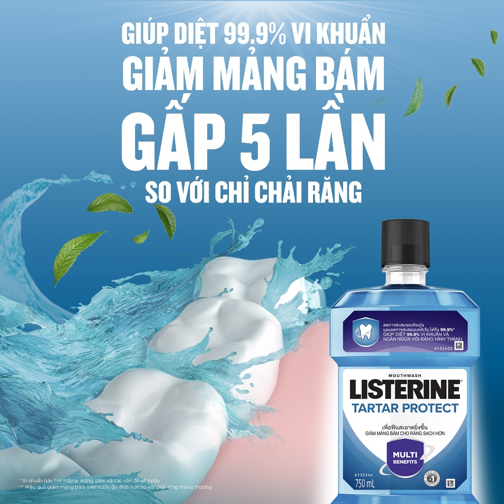 Bộ 2 Nước súc miệng ngăn mảng bám Listerine Tartar Protect 750ml/chai