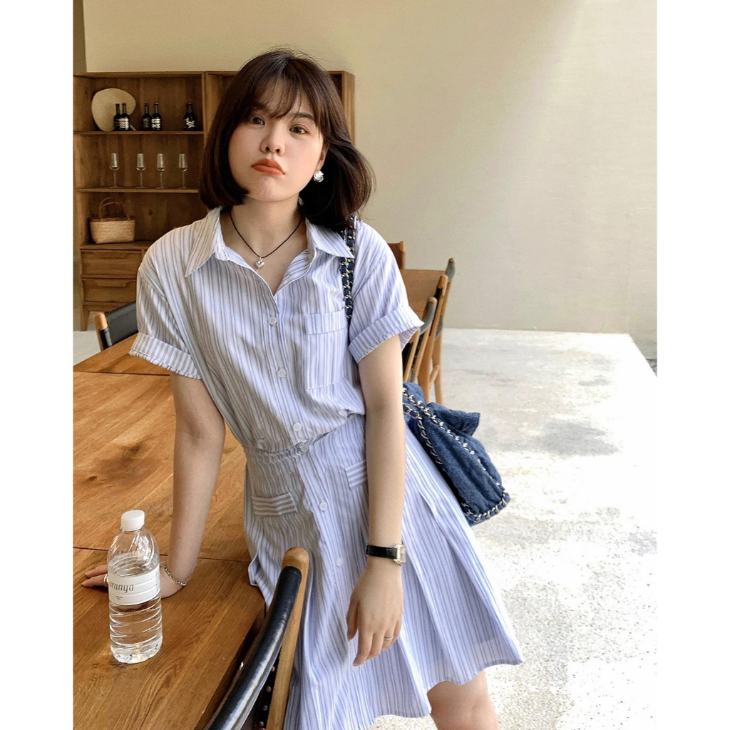 Váy dáng dài nữ đầm công sở thiết kế thời trang Hàn Quốc thanh lịch trẻ trung