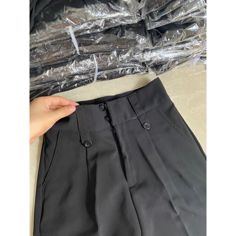 Quần tây 2 nút 2 đỉa lưng cao