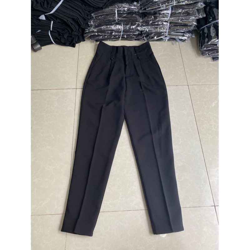 Quần tây 2 nút 2 đỉa lưng cao