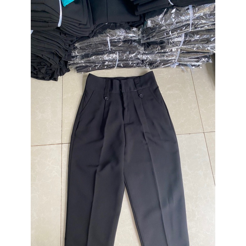 Quần tây 2 nút 2 đỉa lưng cao