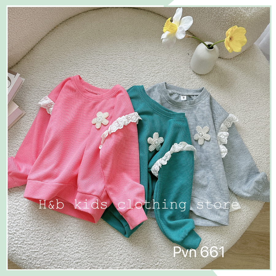 Bộ thu đông cho bé gái, set dài tay thể thao áo Sweater phối quần dài cho bé BBG86