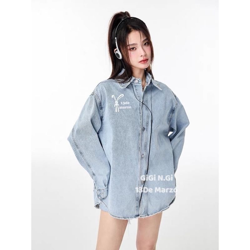 Áo sơ mi 13DMZ Denim thỏ yếm gắn lưng