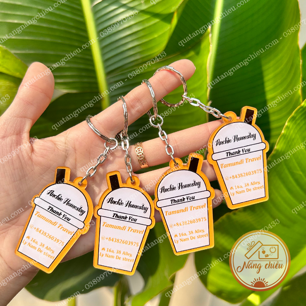 MÓC KHÓA LOGO HÌNH TRÀ SỮA - MÓC KHÓA THIẾT KẾ THEO YÊU CẦU