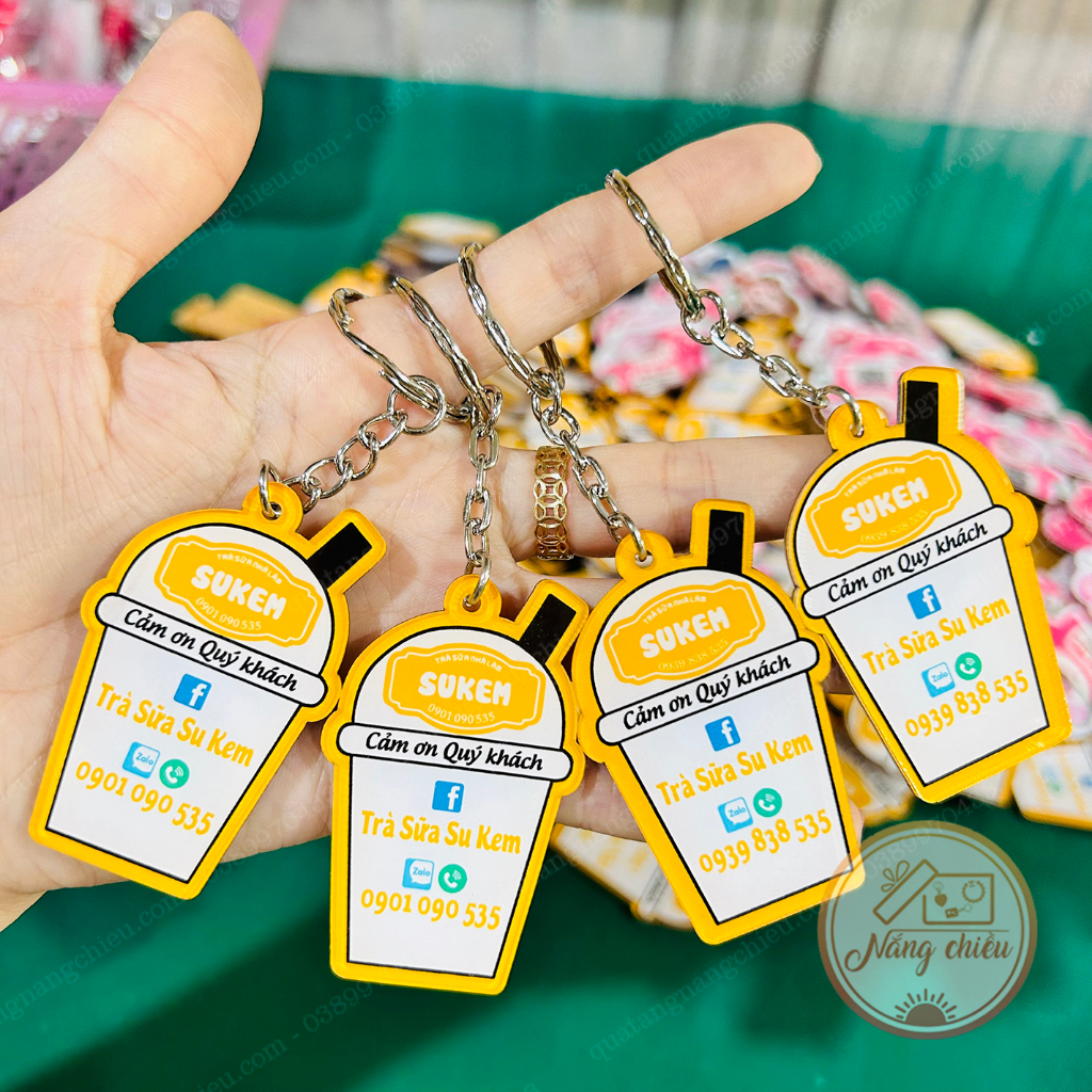 MÓC KHÓA LOGO HÌNH TRÀ SỮA - MÓC KHÓA THIẾT KẾ THEO YÊU CẦU