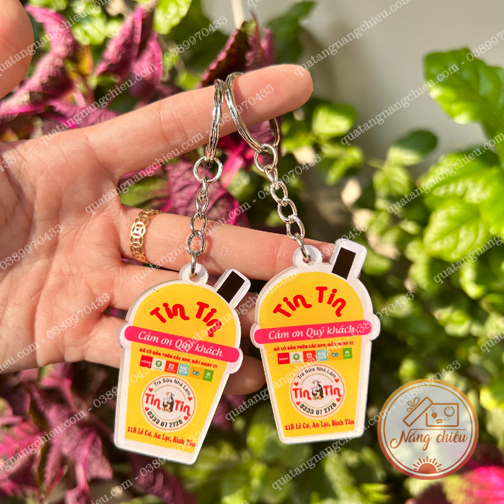 MÓC KHÓA LOGO HÌNH TRÀ SỮA - MÓC KHÓA THIẾT KẾ THEO YÊU CẦU