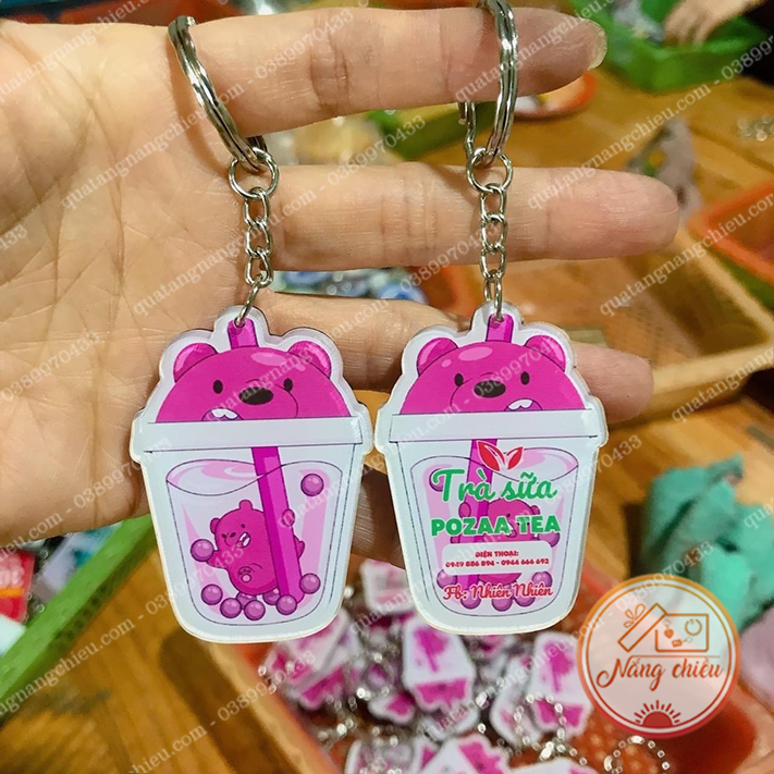 MÓC KHÓA LOGO HÌNH TRÀ SỮA - MÓC KHÓA THIẾT KẾ THEO YÊU CẦU