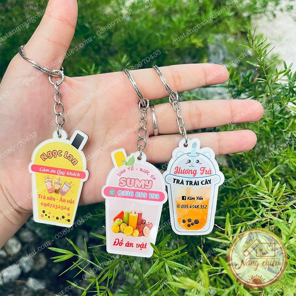 MÓC KHÓA LOGO HÌNH TRÀ SỮA - MÓC KHÓA THIẾT KẾ THEO YÊU CẦU