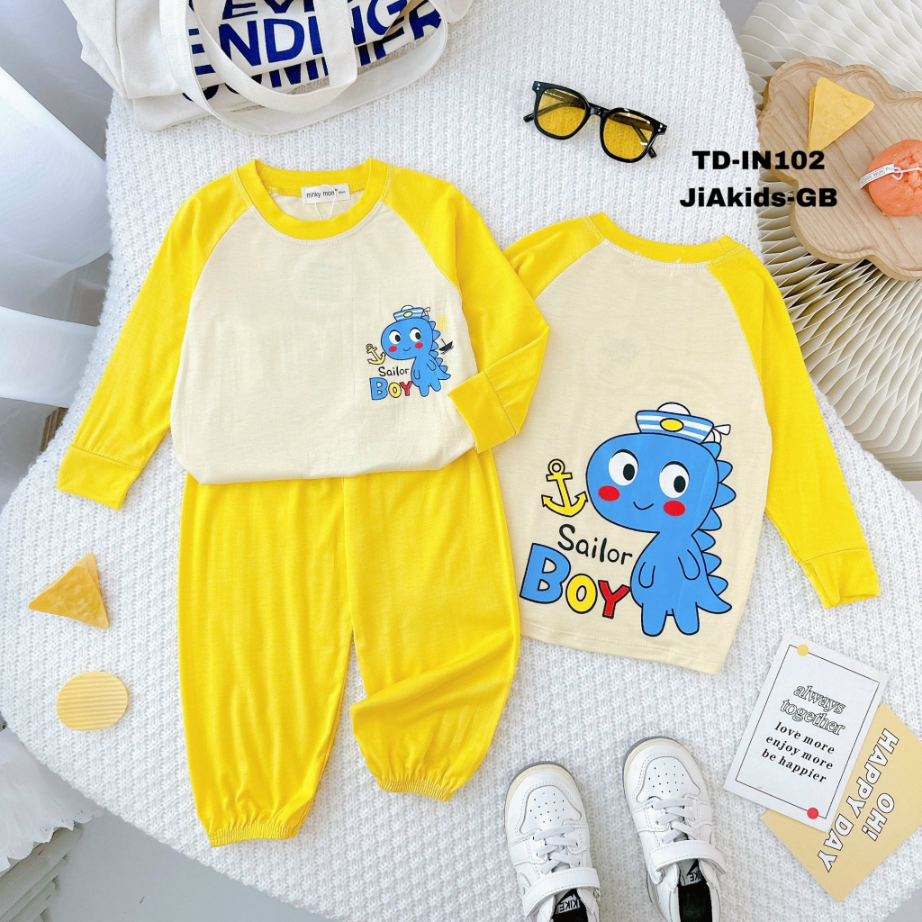 Bộ Dài Tay Cho Bé LDD43 ALBABA MINKY MOM Thun Lạnh Cao Cấp Mềm Mịn Thoáng Mát Hàng Chuẩn Loại 1.