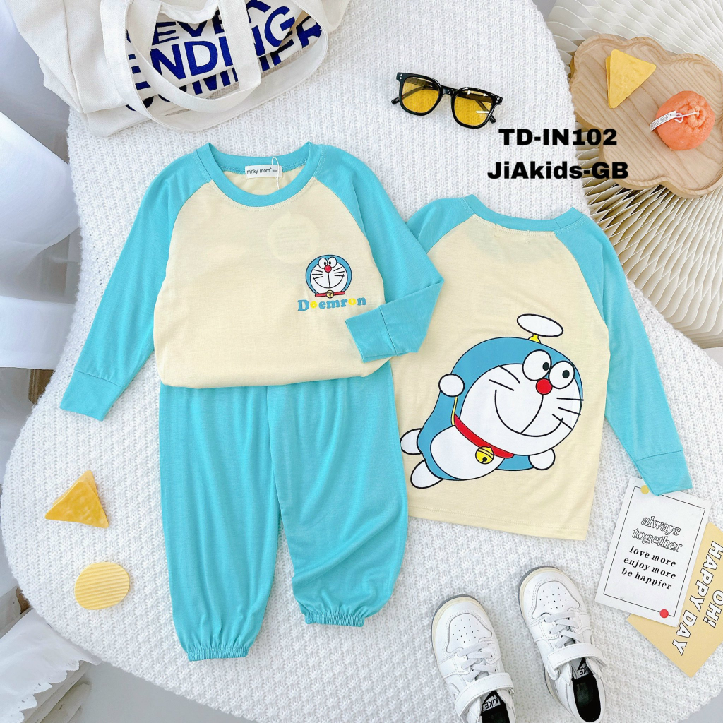 Bộ Dài Tay Cho Bé LDD43 ALBABA MINKY MOM Thun Lạnh Cao Cấp Mềm Mịn Thoáng Mát Hàng Chuẩn Loại 1.