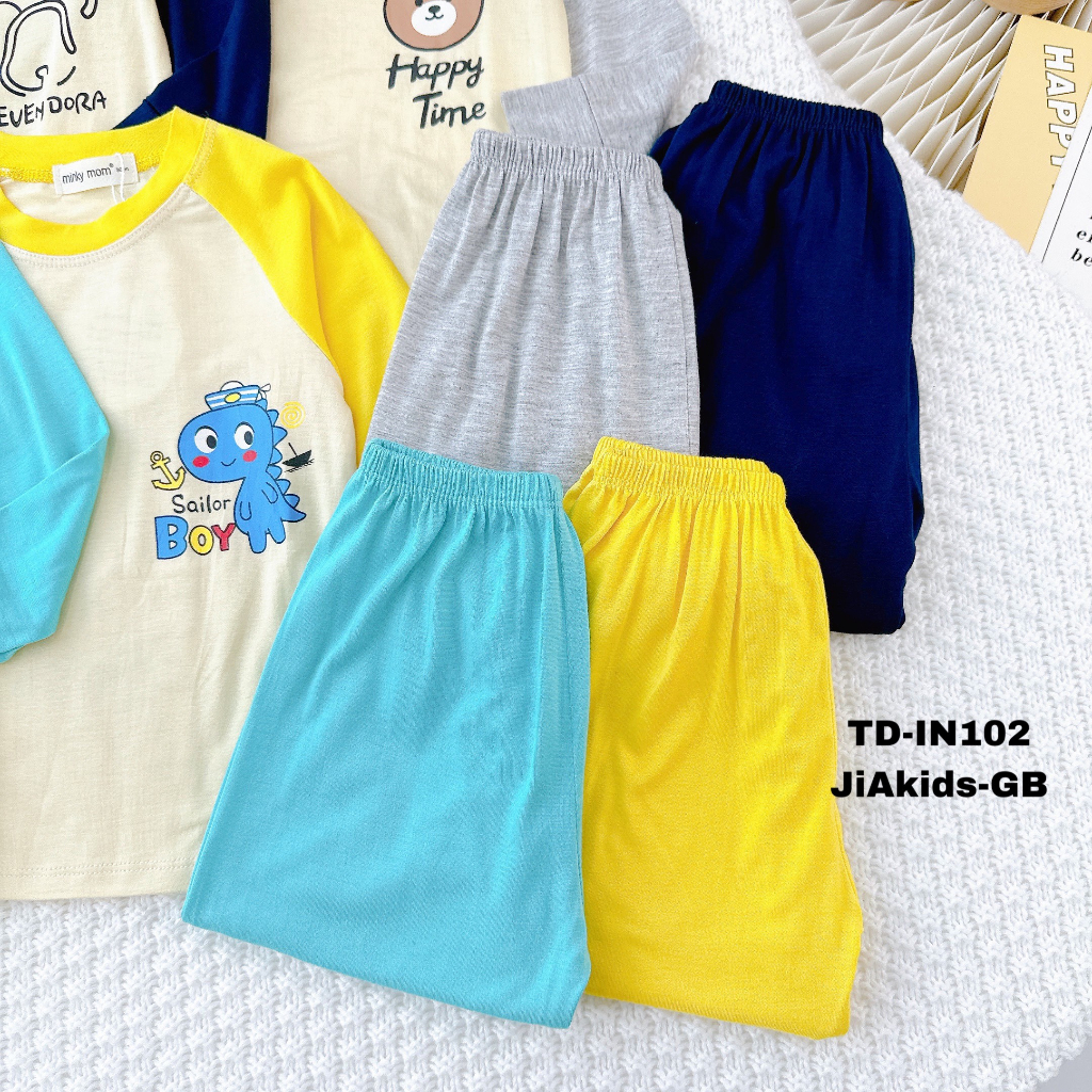 Bộ Dài Tay Cho Bé LDD43 ALBABA MINKY MOM Thun Lạnh Cao Cấp Mềm Mịn Thoáng Mát Hàng Chuẩn Loại 1.