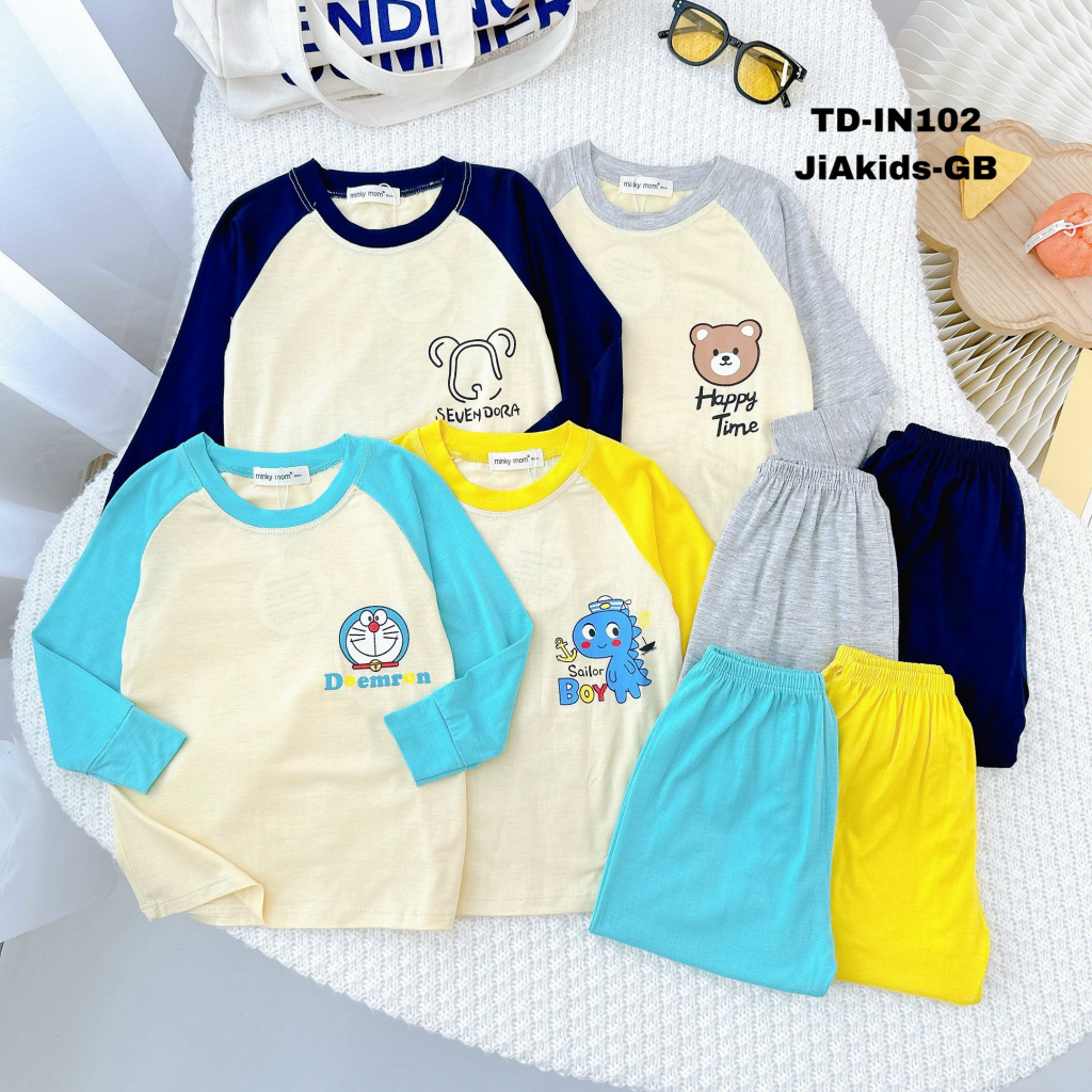 Bộ Dài Tay Cho Bé LDD43 ALBABA MINKY MOM Thun Lạnh Cao Cấp Mềm Mịn Thoáng Mát Hàng Chuẩn Loại 1.