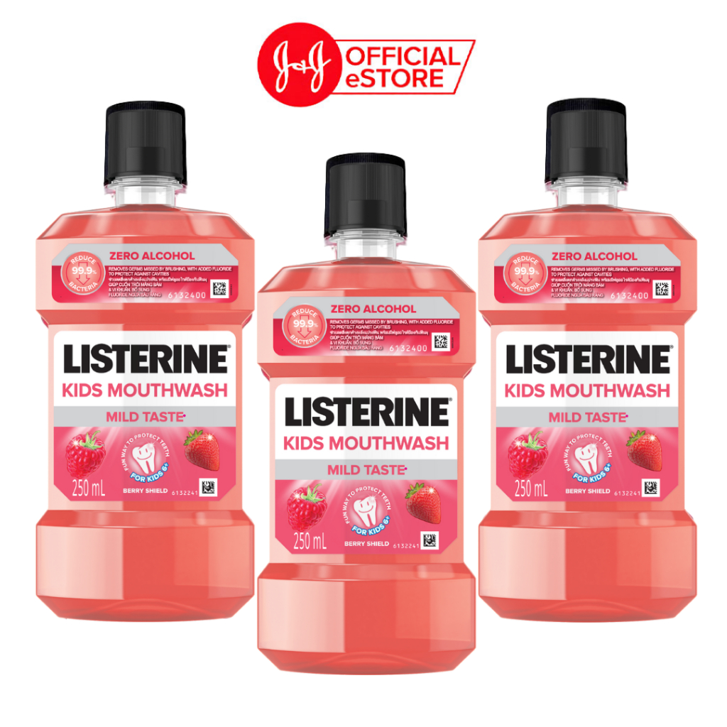 Bộ 3 chai Nước Súc Miệng Listerine Kids Mouthwash with berry shield Dành Riêng Cho Trẻ Trên 6 Tuổi 250ml/chaidi