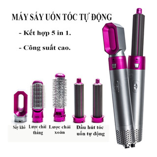 Máy tạo kiểu tóc, lược điện làm tóc đa năng 5in1 kiêm máy sấy tóc tự động, uốn xoăn, làm phồng cao cấp