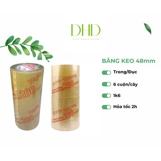{XẢ KHO} Băng Keo, Băng Dính Trong/Đục 4.8cm -200Yard (1.6kg/cây 6 Cuộn), Băng Keo 100Y, 200Y Dán Thùng,Đóng Gói