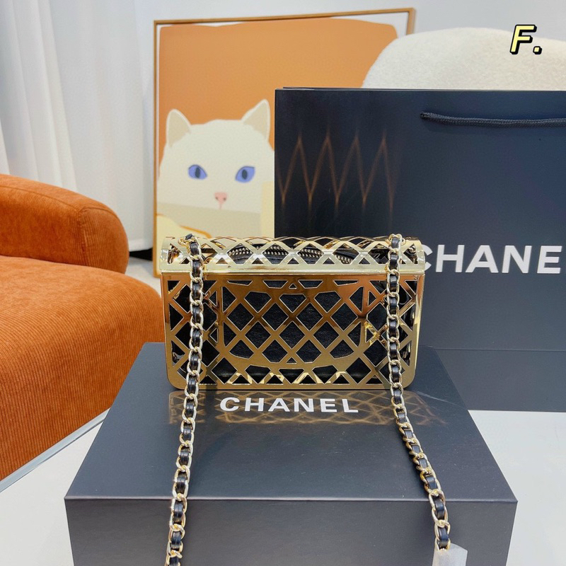 Túi nữ Cha.nel Evening bản super kim loại size 18cm fullbox nam châm