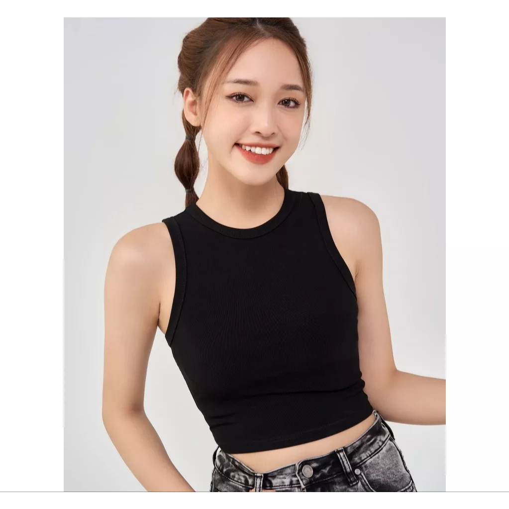 Áo 3 lỗ nữ croptop sát nách kiểu dáng ôm body chất thun gân dày dặn basic siêu tôn dáng | BigBuy360 - bigbuy360.vn