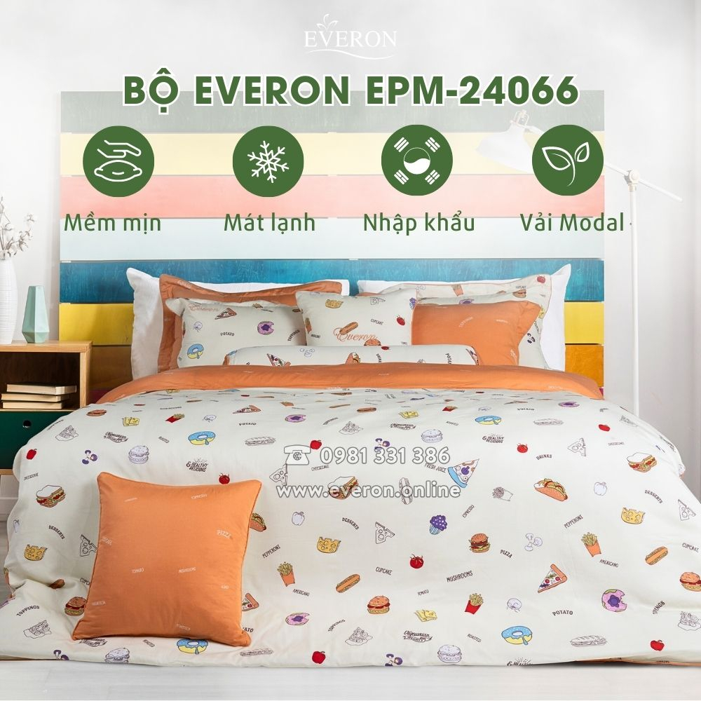 Bộ chăn ga Everon EPM24066 chất liệu Modal, bộ ga phủ và bộ ga chun chần 4 mùa