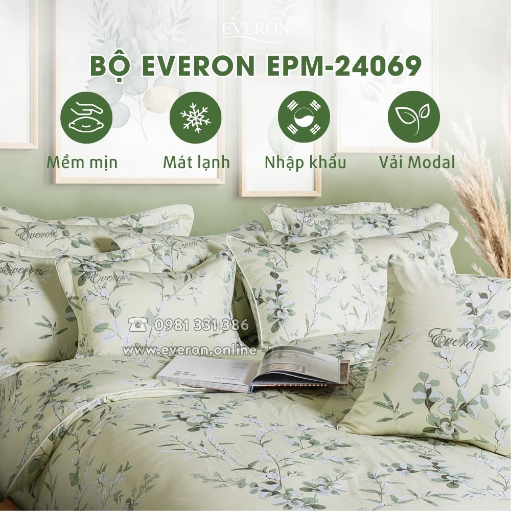 Bộ chăn ga Everon EPM24069 chất liệu Modal, bộ ga phủ và bộ ga chun chần 4 mùa
