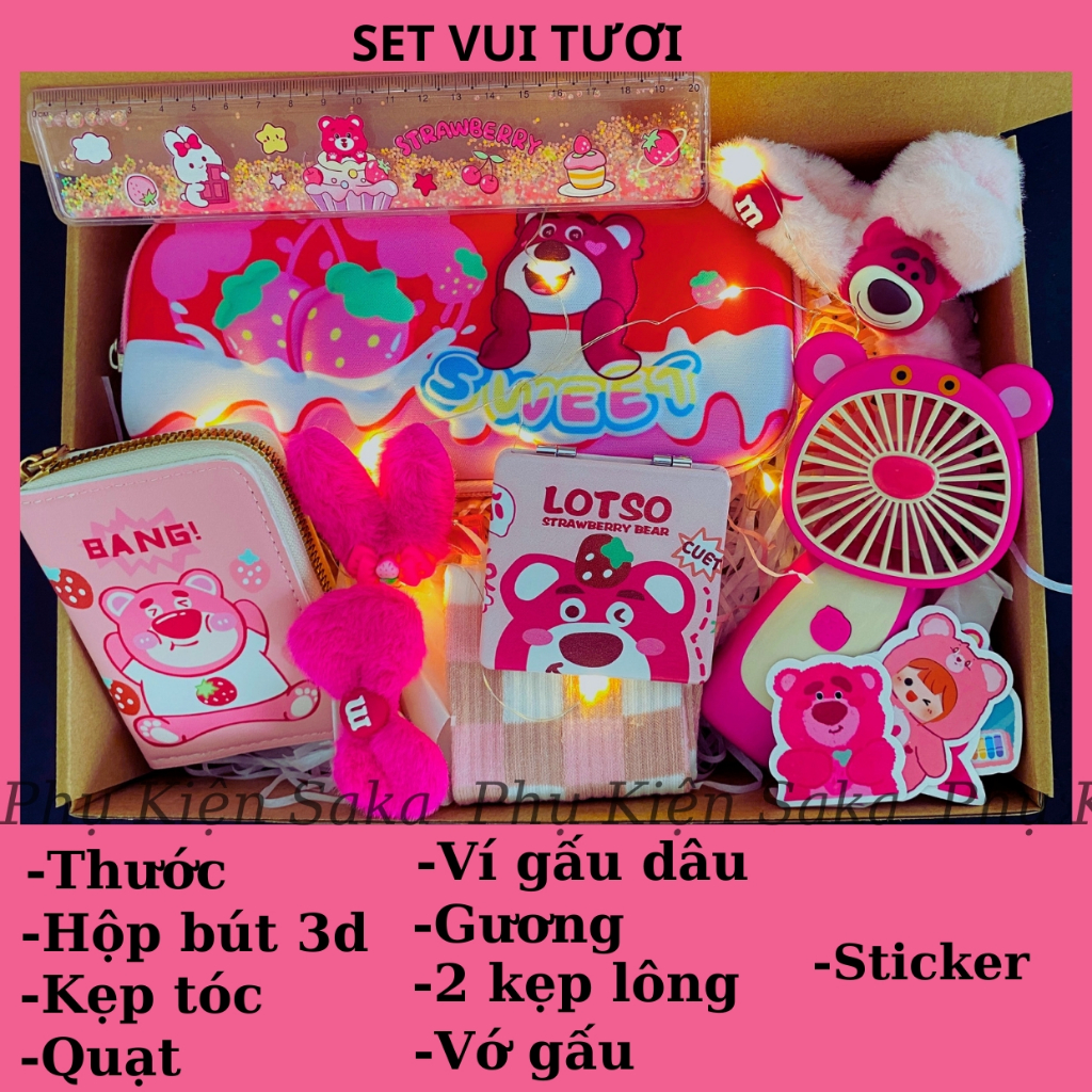 Hộp quà tặng sinh nhật người yêu/ bạn gái/ cho bé có đèn trang trí màu hồng dễ thương nhiều mẫu Saka