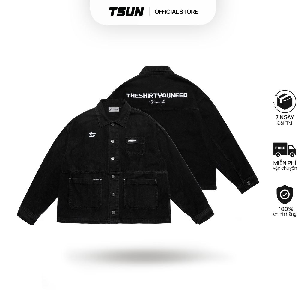 Áo Khoác TSUN Work Jacket - Wash Đen -  - Khaki Jean - Thêu