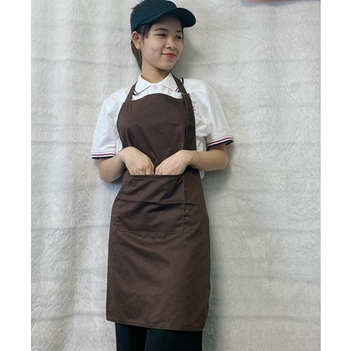 Tạp Dề Kaki + Nón Bếp, Nón Bánh Bao Dành Cho Nhân Viên Làm Bếp, Căn Tin Trường Học, Quán Ăn