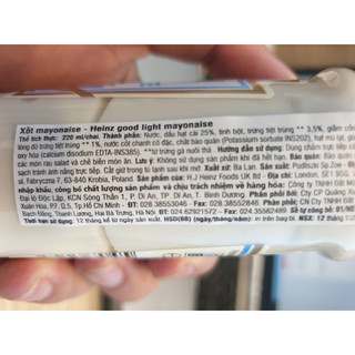 Xốt Mayonnaise Light HEINZ 220ml (Ít Béo)